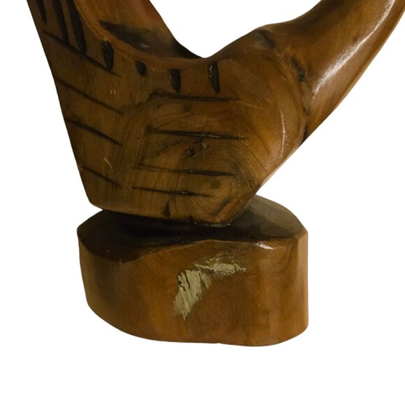 Hand Carved Wooden Crane Bird Sculpture 15 Inch AS IS Folk Art - Picture 10 of 16